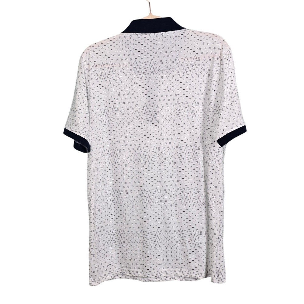 NWT Britches Sport by Samtex Mens Polo Shirt Medium White Grey Print 100% Cotton - Picture 2 of 8